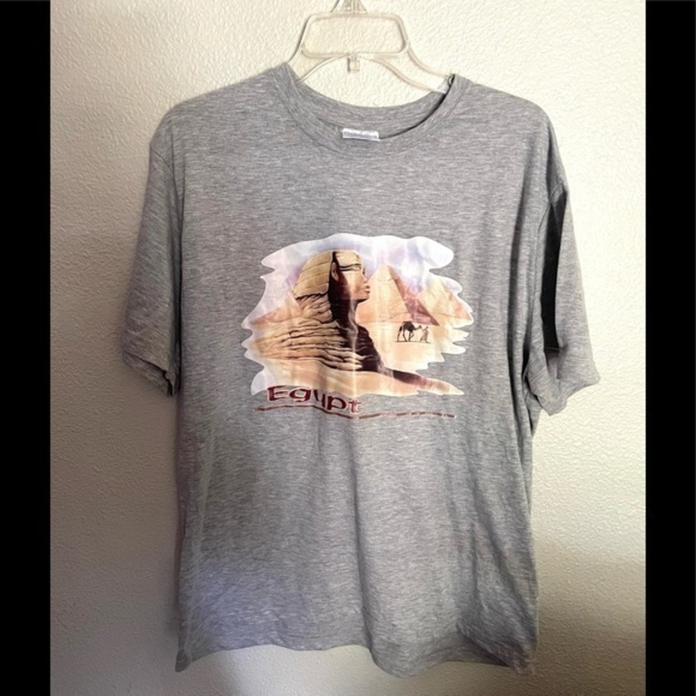 FLOWER COTTON Egypt gray short sleeve t-shirt size XXlarge
